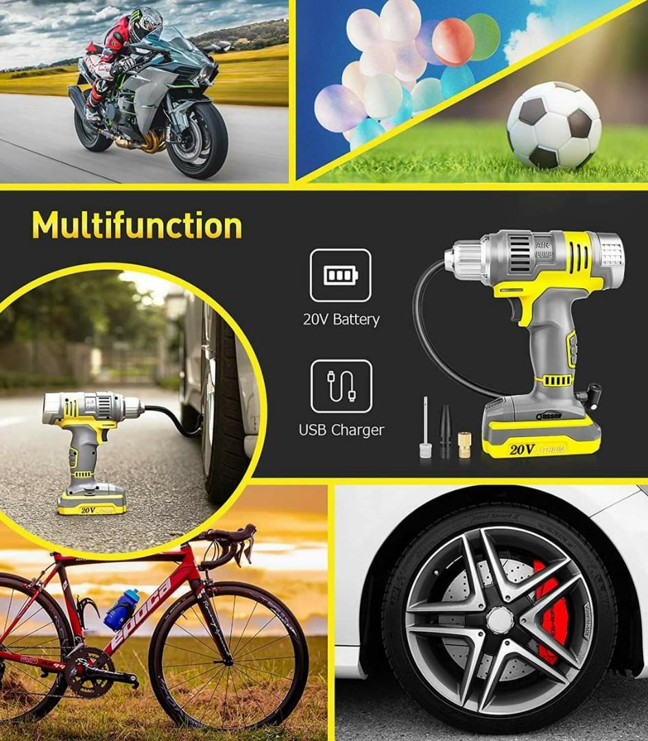 Oasser Cordless Tire Inflators 20V Portable Tire Inflator Cordless Air Compressor 2000mAh