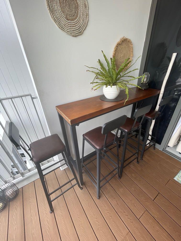Outdoor Balcony Bar Table 4 Chairs set Furniture Home Living