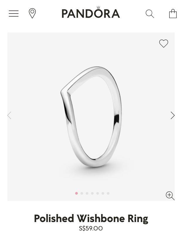 Pandora Polished Wishbone Ring Authentic Size 54 Women s Fashion Jewelry Organisers Rings on Carousell