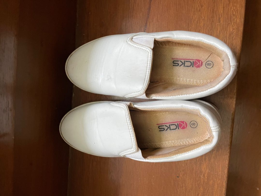 Plain white closed shoes Women s Fashion Footwear Sneakers on