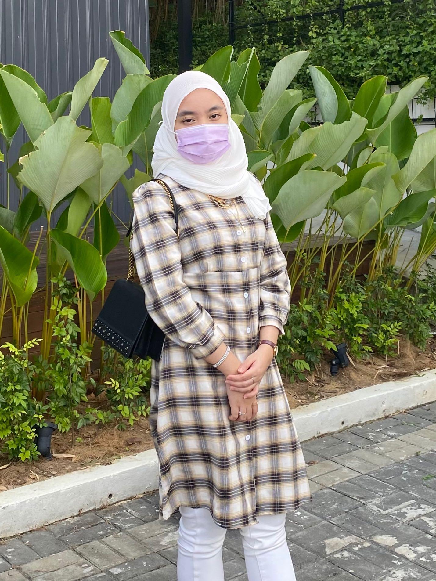 Korean checkered hotsell dress