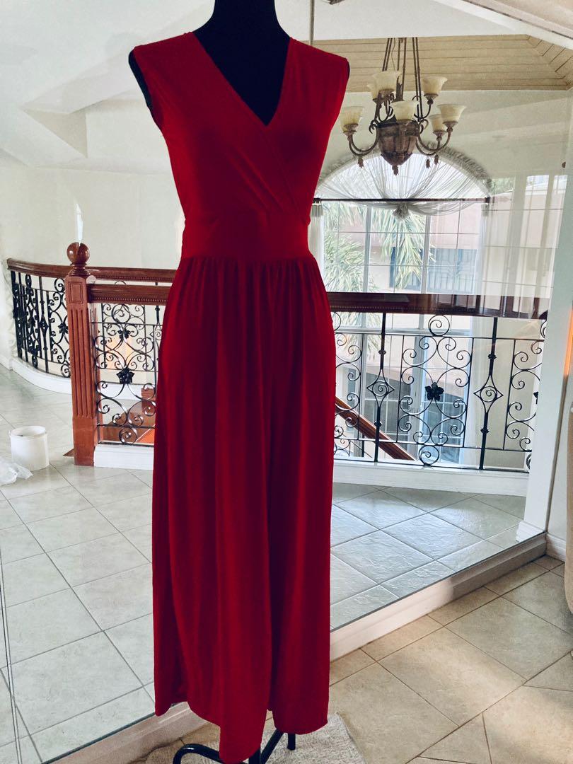 Dress barn red jumpsuit sales
