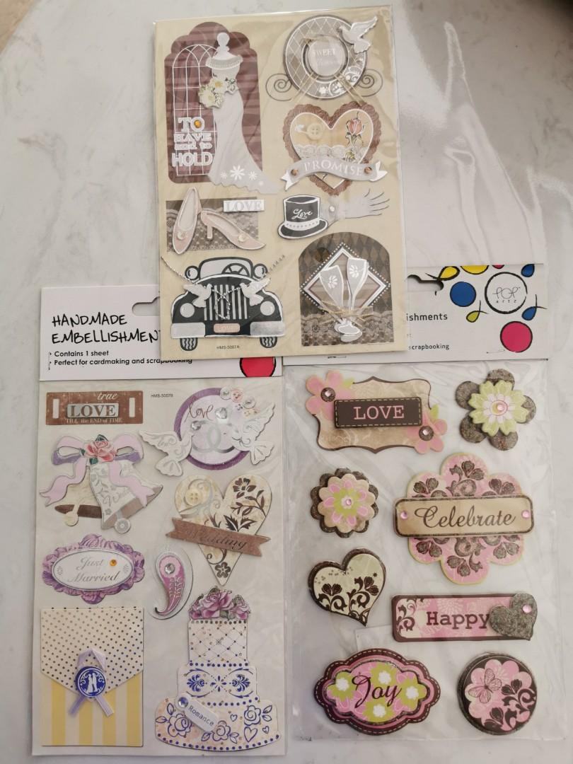 Scrapbook embellishments 3D stickers, Hobbies & Toys, Stationery & Craft,  Handmade Craft on Carousell