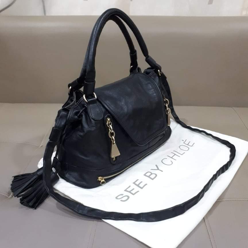 See By Chloe Two Way Bag (Category: Luxury Bags & Wallets) located in Taguig. Submitted by esa.agustin (Listing ID 1097769580, Image 1). Description: Original See By Chloe black soft leather two way bag. With dust bag. Made in Morocco..