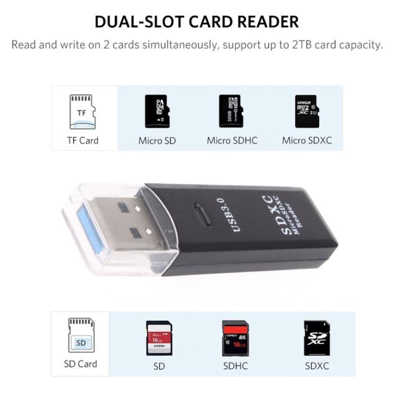 USB SD Card Reader, TSV Micro USB 2.0 OTG Adapter Memory Card Reader for SD/Micro  SD/TF/SDXC/SDHC/MMC/RS-MMC/Microsdhc/Microsdxc, Camera Flash Card Reader  Support Windows, Linux, Mac OS, Android 