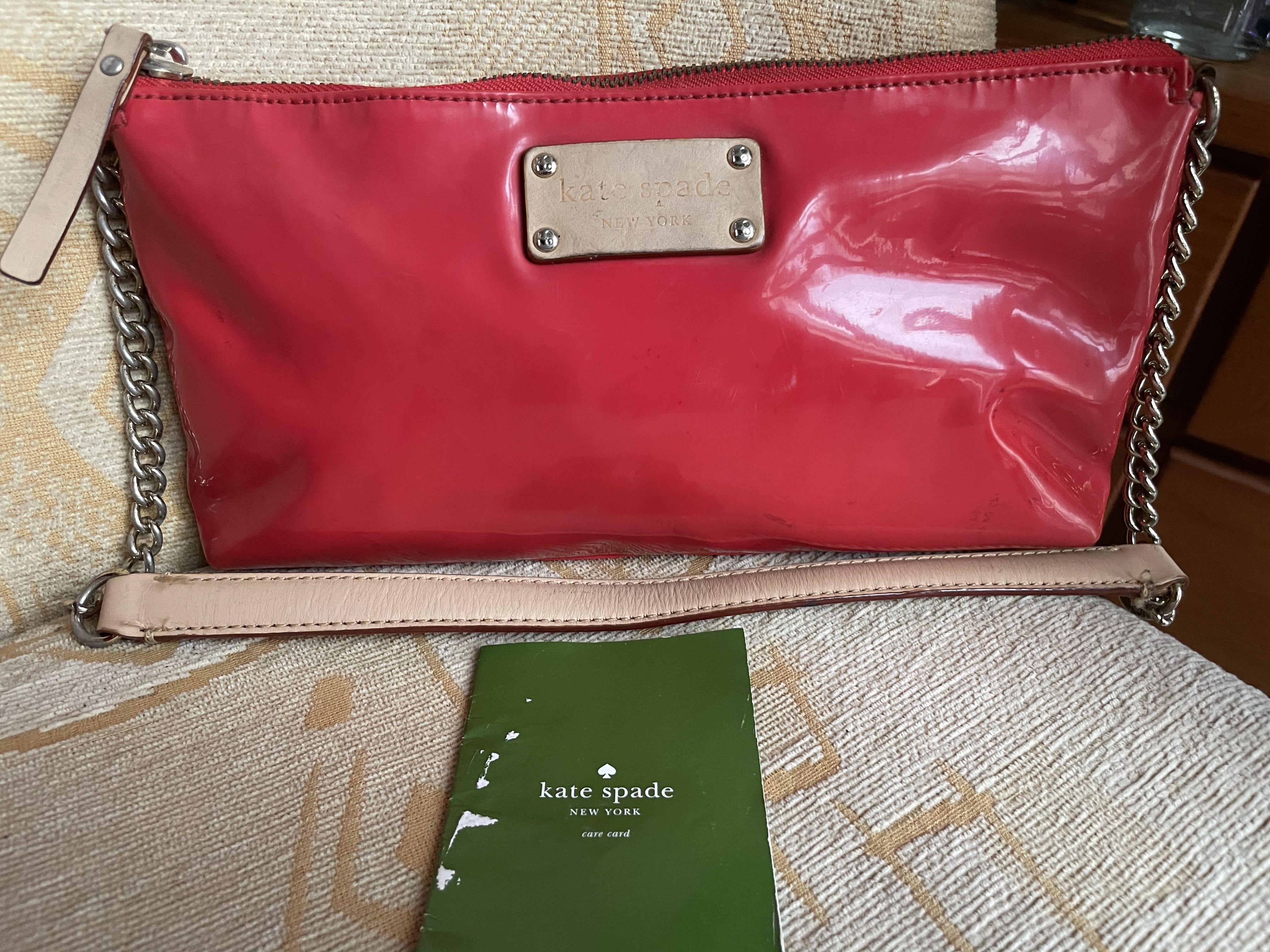 Authentic red patent leather Kate Spade shoulder purse with