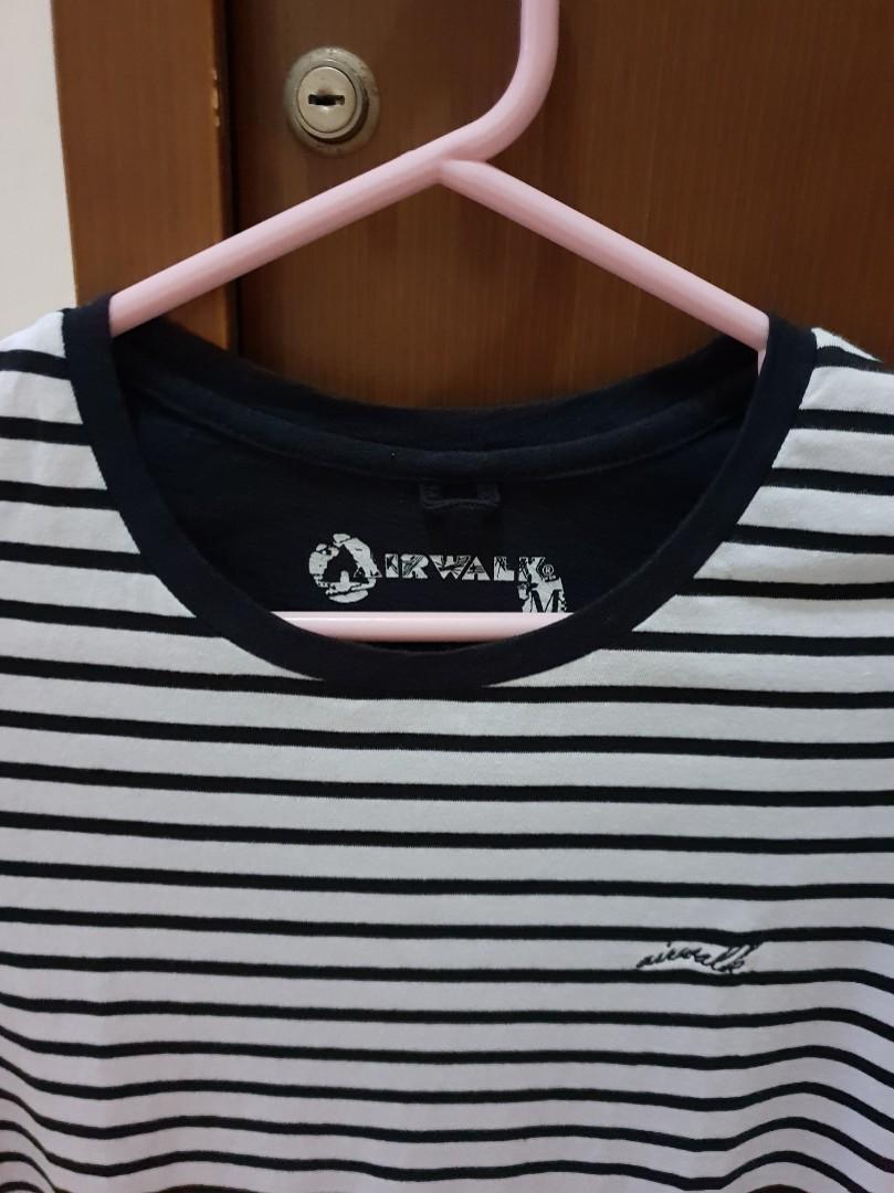 Airwalk White Stripe T-Shirt, Fesyen 