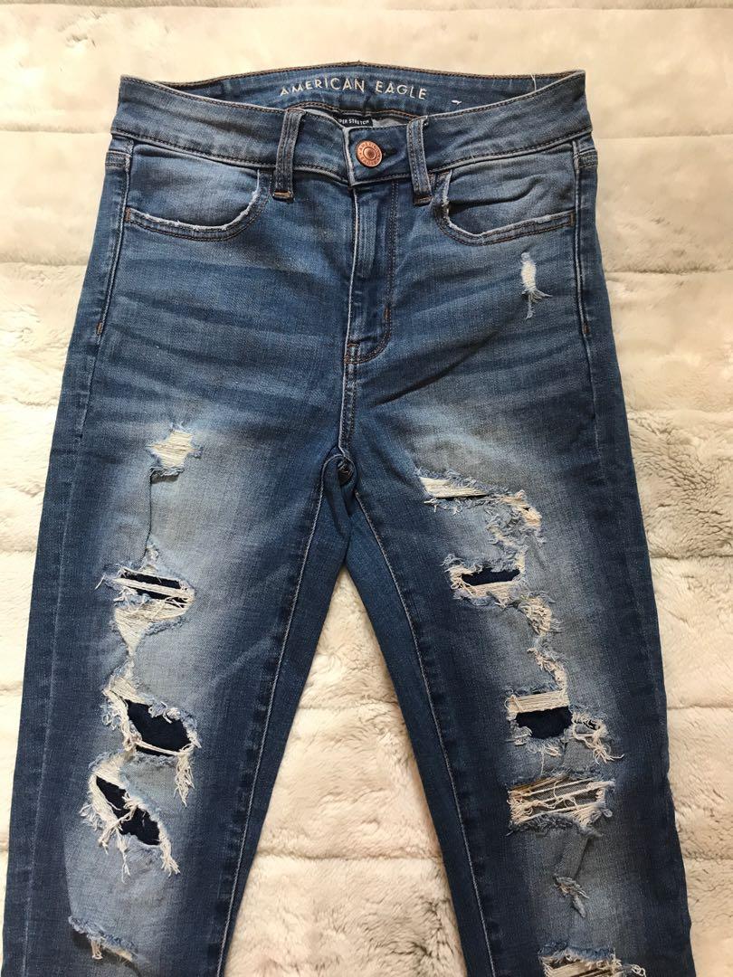 American Eagle Ripped Patch Jeans 