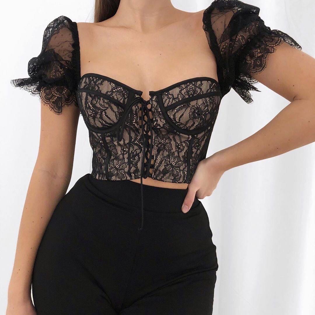 Black lace bustier clearance