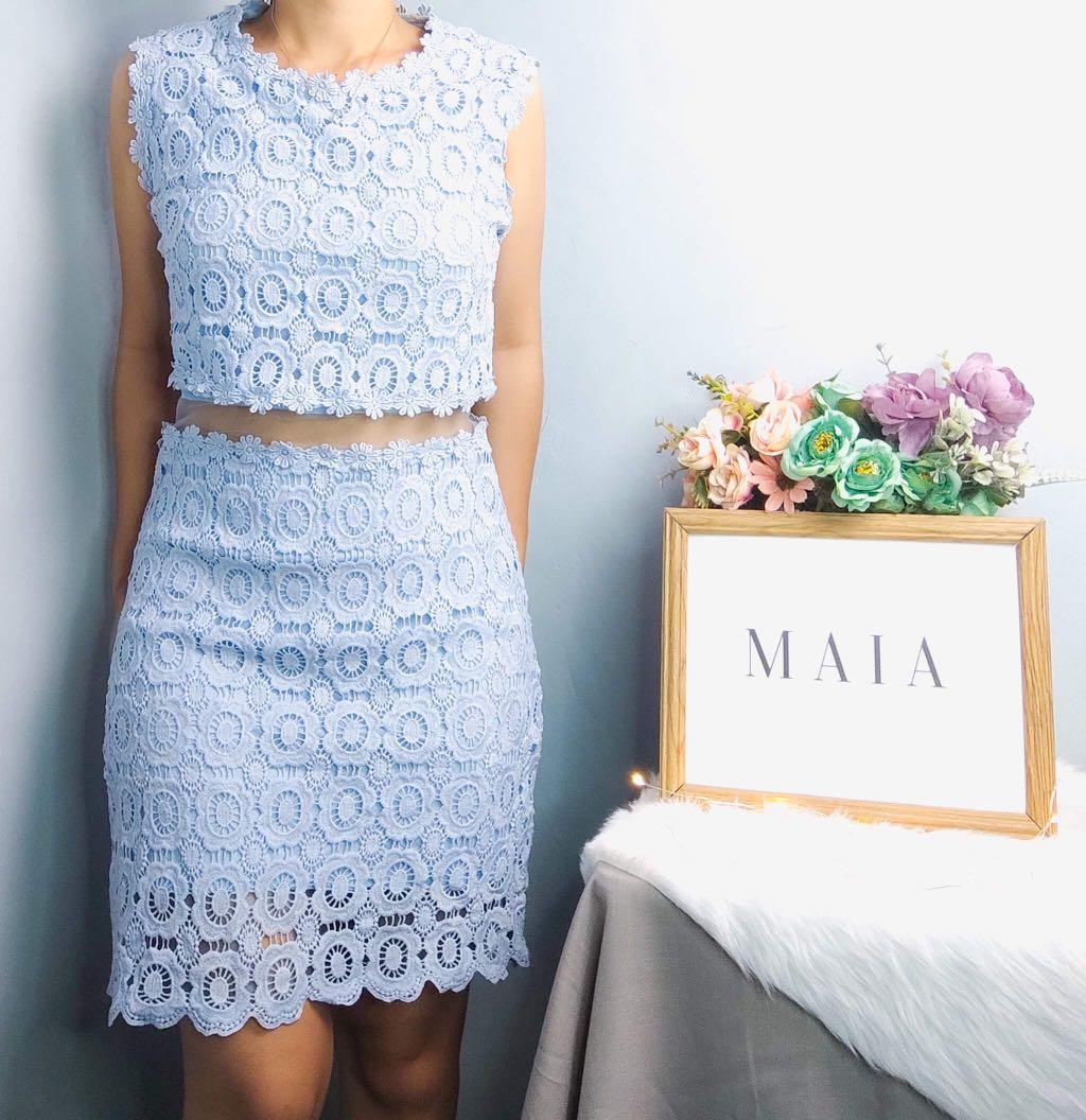 Blue Lace Floral Coordinates Coords Terno For Casual or Formal