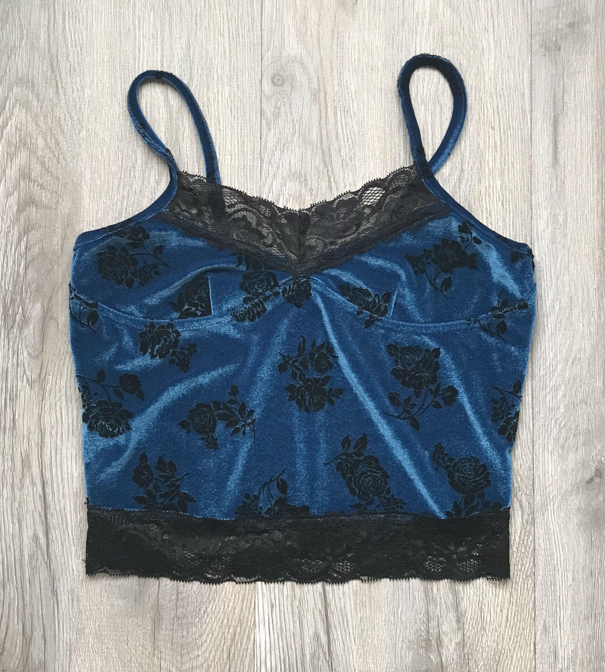 Blue Rose Lace Trim Top Women S Fashion Clothes Tops On Carousell