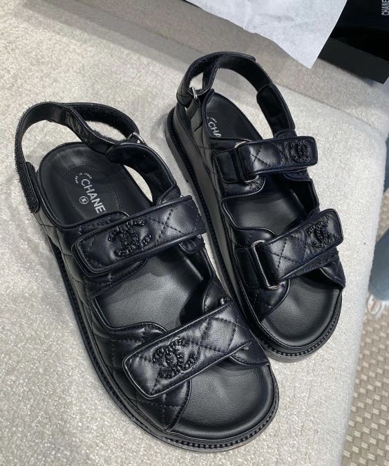 Brand New Chanel Dad Sandals Black Size 37. Chanel Sandals Black Size 39.,  Women's Fashion, Footwear, Flats & Sandals on Carousell
