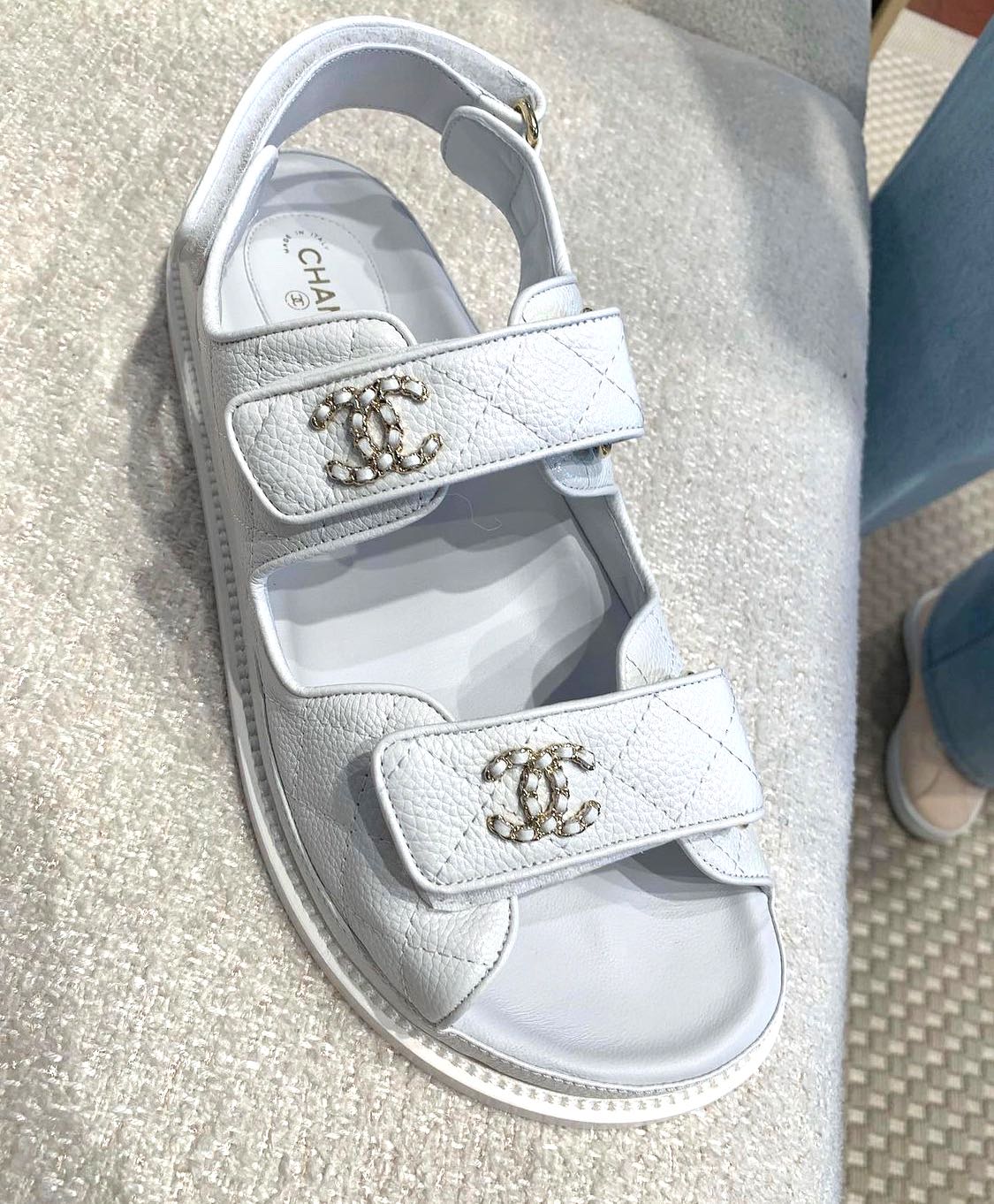 Brand New Chanel Dad Sandals White Size  and 40. Chanel Sandals White.,  Women's Fashion, Footwear, Flats & Sandals on Carousell