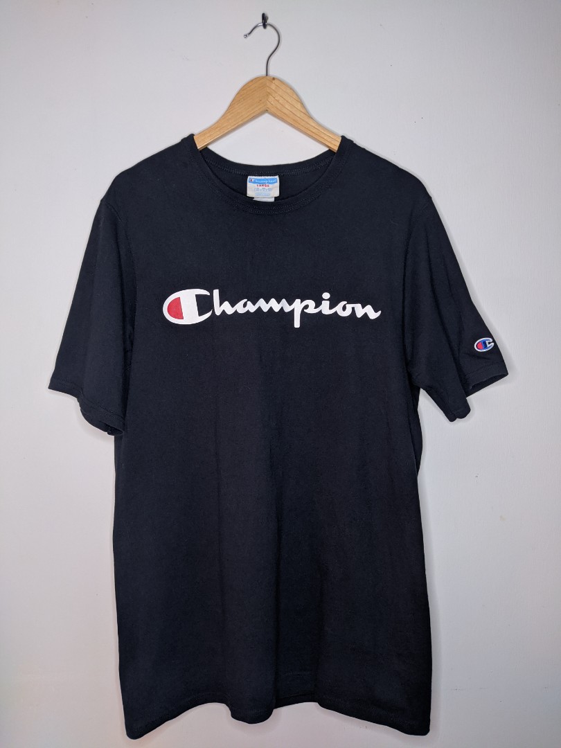 CHAMPION SPELL OUT TEE, Men's Fashion, Tops & & Polo Shirts on Carousell