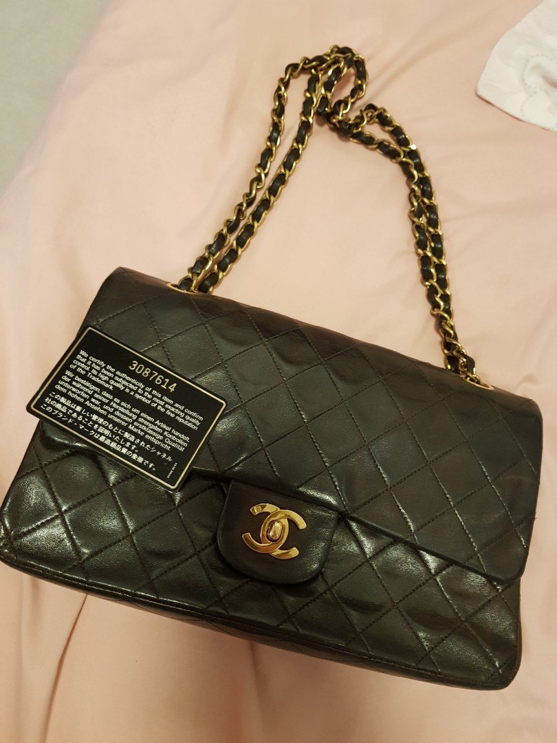Authentic Chanel Black Vintage Classic Small Double Flap Bag 25  eBay