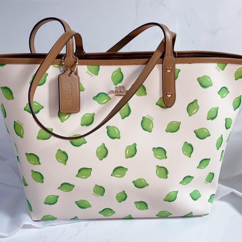 Coach lime print tote Clearance