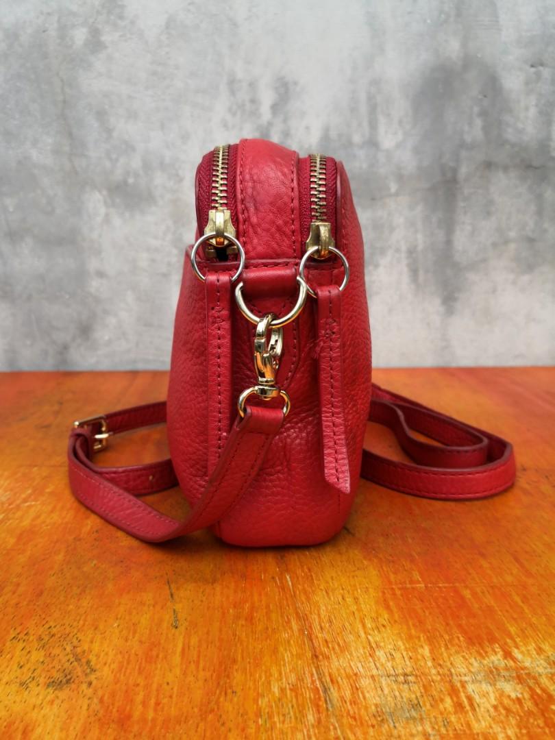 Fossil Sydney Leather Crossbody in Red