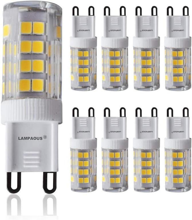 LAMPAOUS G9 LED Light Bulb 5W Daylight Screw Bulbs 40W Halogen Equivalent,400lm,6000K G9 Base Lamp for Crystal Chandelier Lighting Flush Mount Ceiling Light Fixture Pendant Lamp,8 Pack