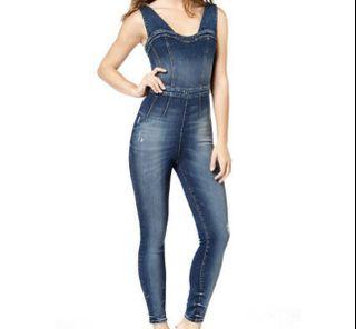 guess layla sleeveless denim jumpsuit