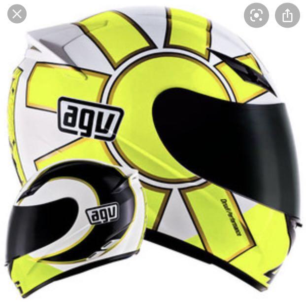 Helm AGV K3 Gothic Sun Yellow White. Murah!, Motor di Carousell