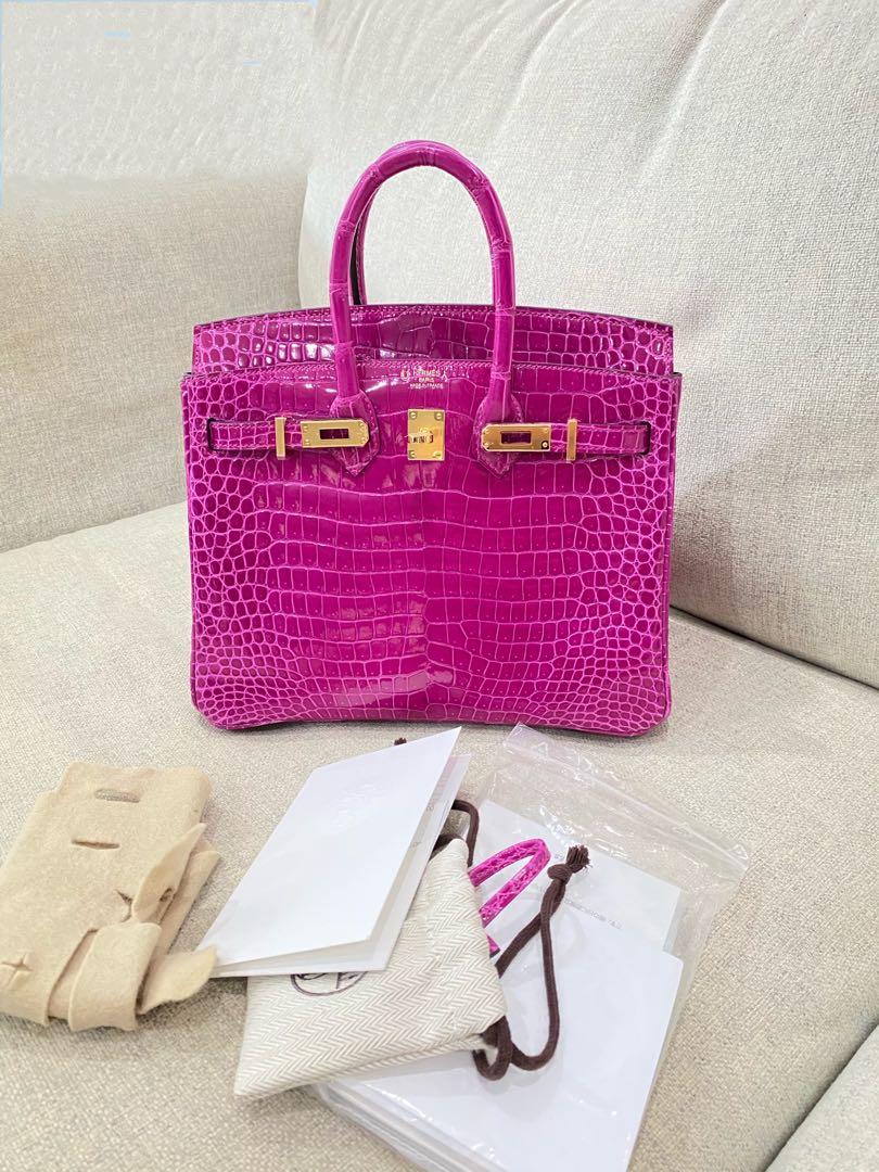 HERMÈS HSS Special Order Shiny Porosus Croc Birkin Sellier 25 handbag in  Rose Extreme and Rose Scheherazade with Rose Gold hardware-Ginza Xiaoma –  Authentic Hermès Boutique