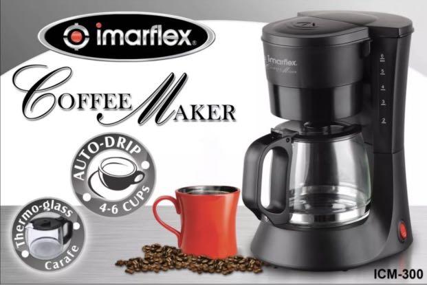 Imarflex Coffee Maker ICM-300 (Category: Coffee Machines & Makers) located in Manila. Submitted by pickandclick.mart (Listing ID 1091955096, Image 1). Description: Imarflex Coffee Maker ICM-300 -Auto drip Coffee Maker -4 to 6 Cups Capacity -Thermo-glass Carafe -Reusable/Washable Filter Basket -Pilot Light Indicator -Keepwarm Heating Plate -Water Level Indicator -Ground Coffee -600 Watts -1 Year Warranty on Electrical Parts ‼️100% Brand New! ‼️Aut