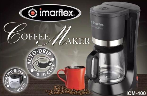 Imarflex Coffee Maker ICM-400 (Category: Coffee Machines & Makers) located in Manila. Submitted by pickandclick.mart (Listing ID 1091958029, Image 1). Description: Imarflex Coffee Maker ICM-400 Description: -Auto-drip Coffee Maker -8 to 10 Cups Capacity -Thermo-glass Carafe -Reusable/Washable Filter -Water Level Indicator -Keepwarm Heating Plate -Pilot Light Indicator -680 Watts -1 Year Warranty on Electrical Parts ‼️100% Brand New! ‼️Authentic P