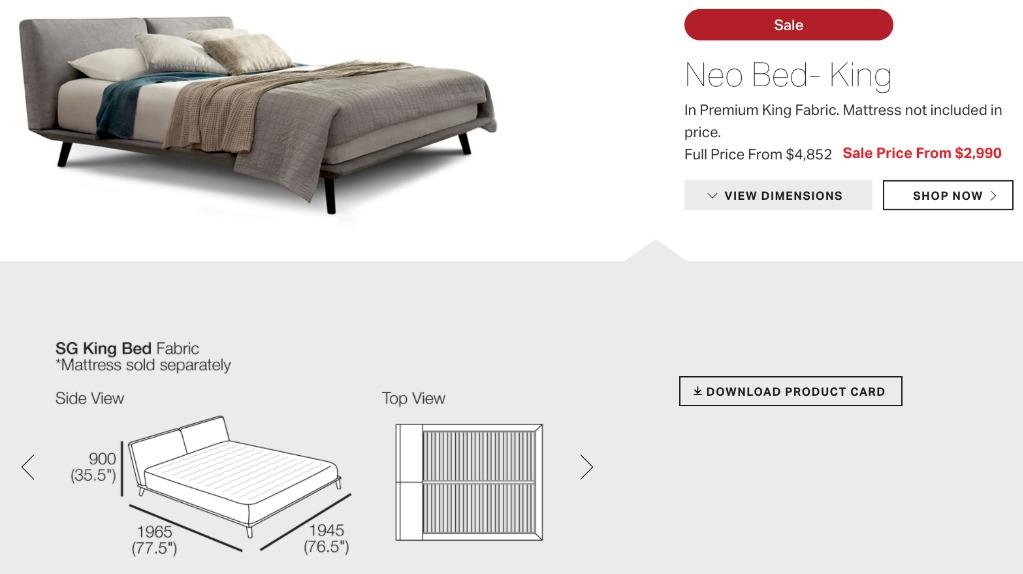 King Living "Neo" bedKing size + tempur mattress (old, free gift