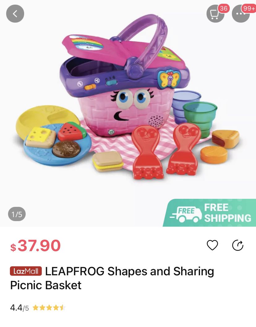 Leapfrog Shape and Sorting Picnic Basket, Hobbies & Toys, Toys & Games on Carousell