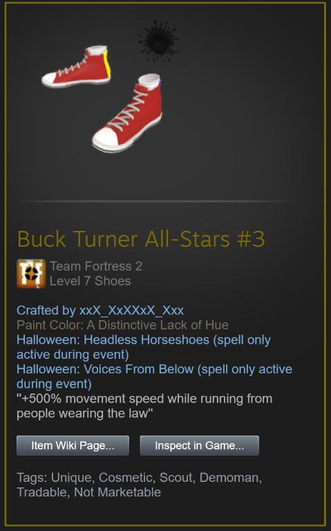 Tf2 Low Craft Double Spelled Buck Turner All Stars 3 With Headless Horseshoes And S Gaming Accessories In Game Products On Carou - Tf2 Paint Colors