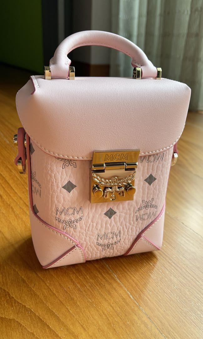 MCM Pink Jacquard & Leather Small Mini Size Shoulder Bag New Sealed