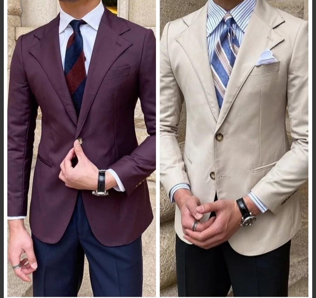 Men suit Blazer jacket suit maroon beige Blazer slim fit casual