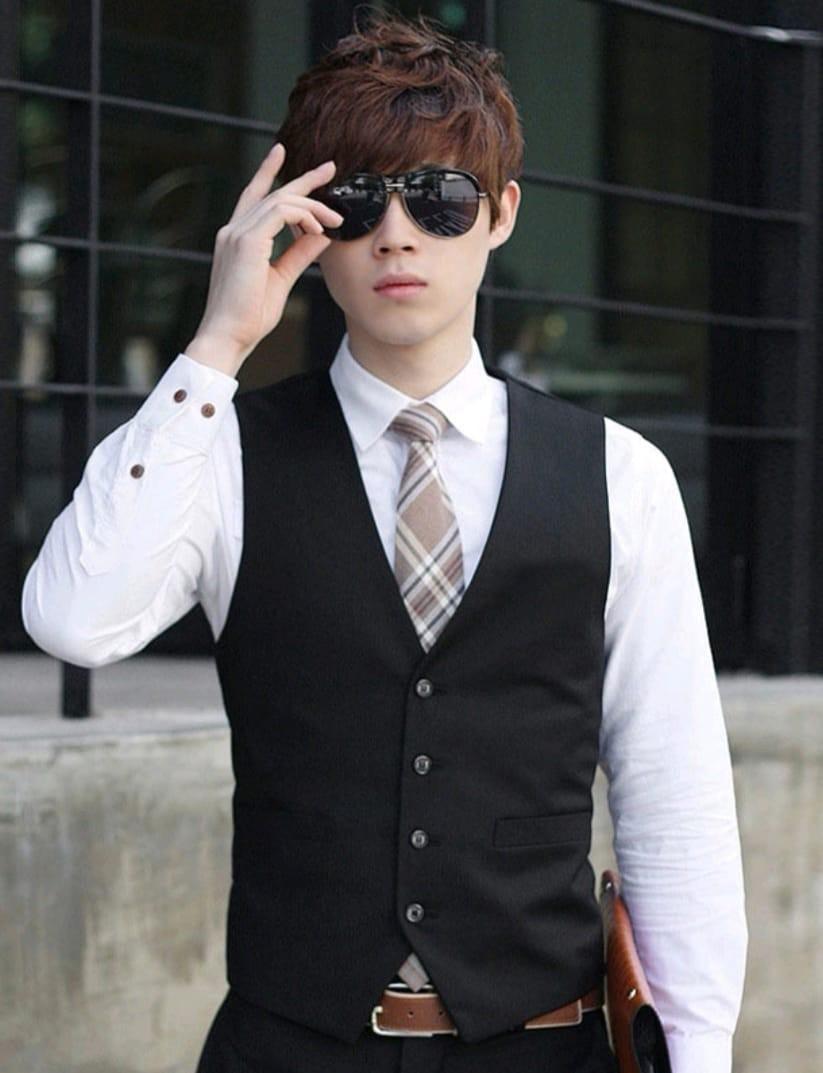 Men s Waistcoat Slim Fit Business Casual Black Vest
