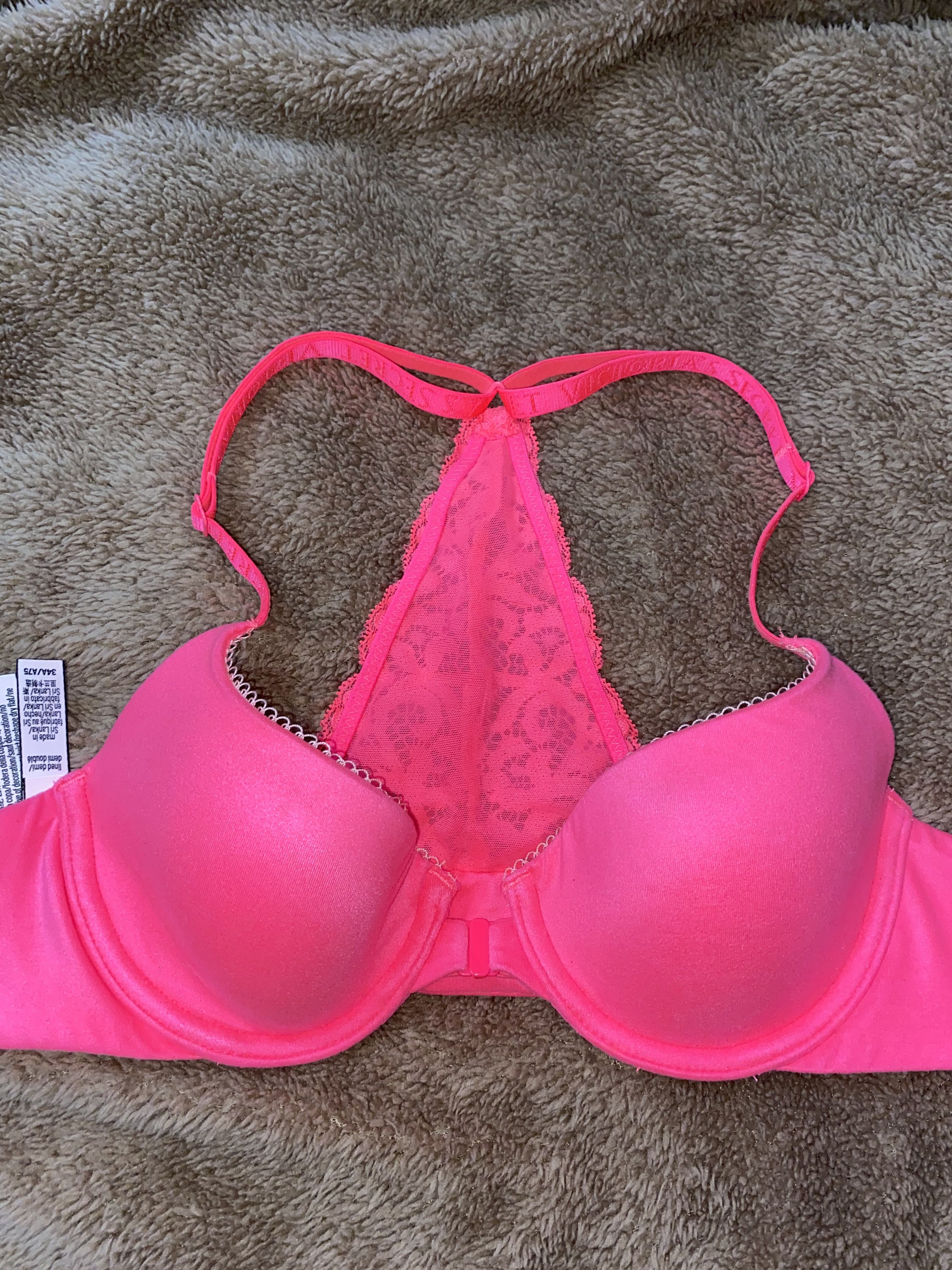 Neon pink bra