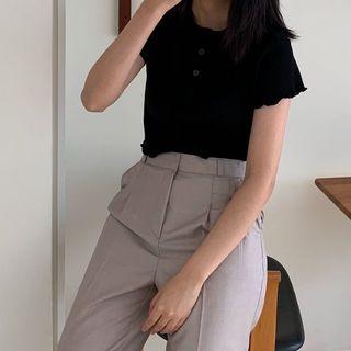 全新Nuhi🇰🇷正韓短版木耳邊上衣