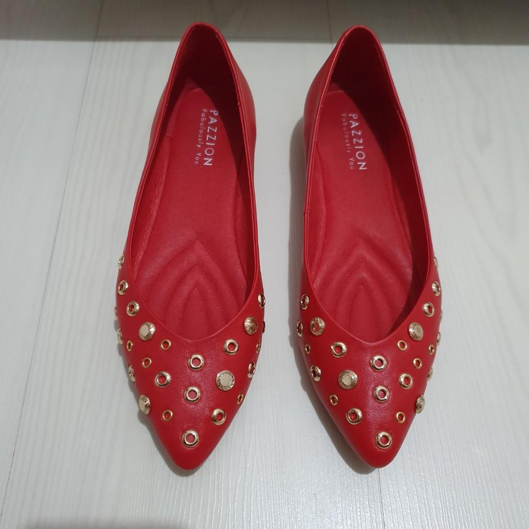 Red studded flats hot sale