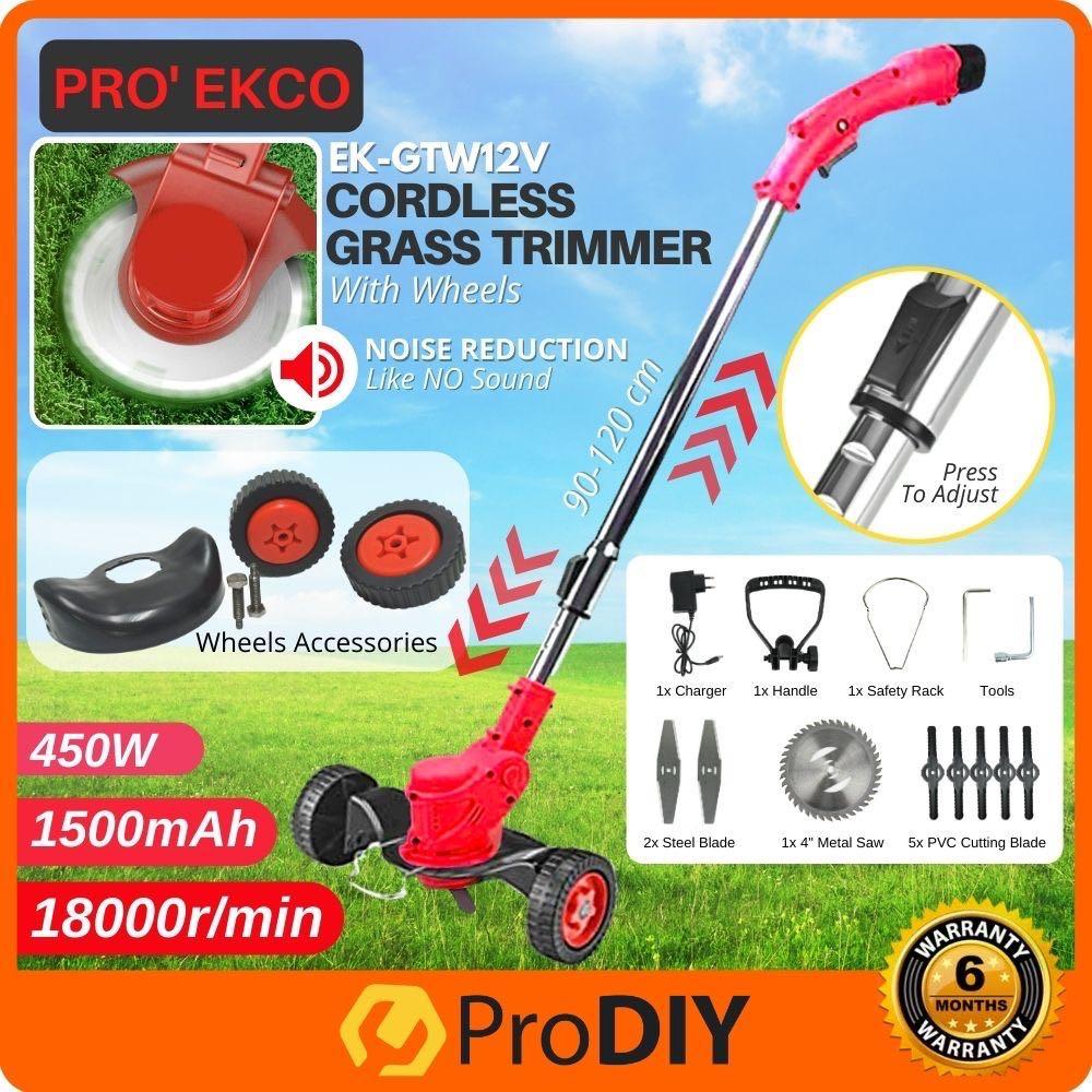 Pro Ekco Ek Gtw12v Electric Grass Trimmer Cutter Cordless Pruning Garden Tools With Wheel Mesin Potong Rumput Home Furniture Gardening On Carousell