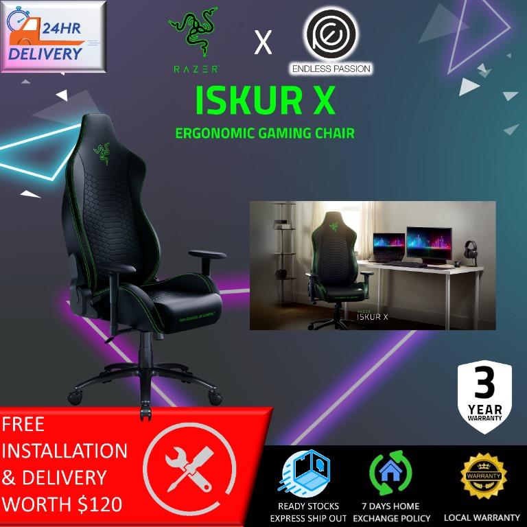 Razer Iskur X Ergonomic Gaming Chair Free Installation Furniture Home Living Furniture Chairs On Carousell