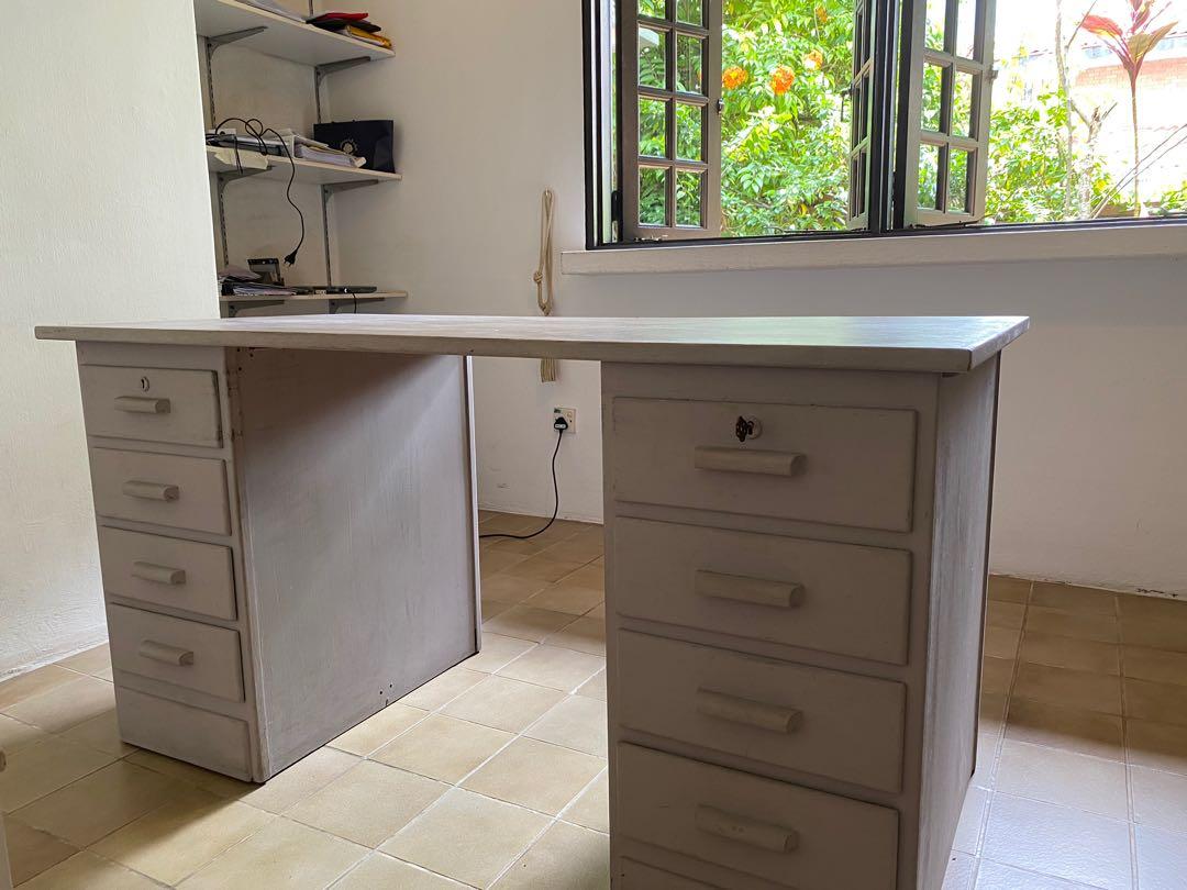 Study Table (Category: Other Home Furniture) located in Singapore. Submitted by ssylim (Listing ID 1091976343, Image 1). Description: Nice office desk. Grey colour With chair. .