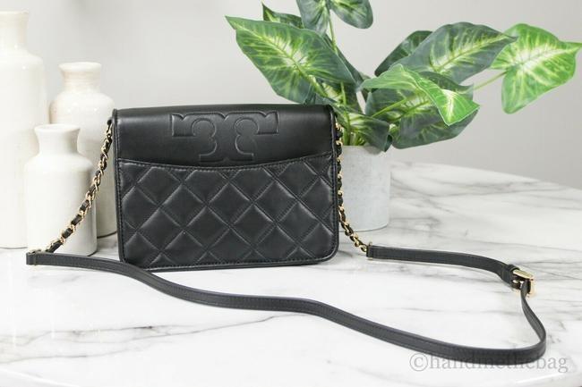 Tory Burch Savannah Small Black Quilted Leather Combo Flap Crossbody Bag