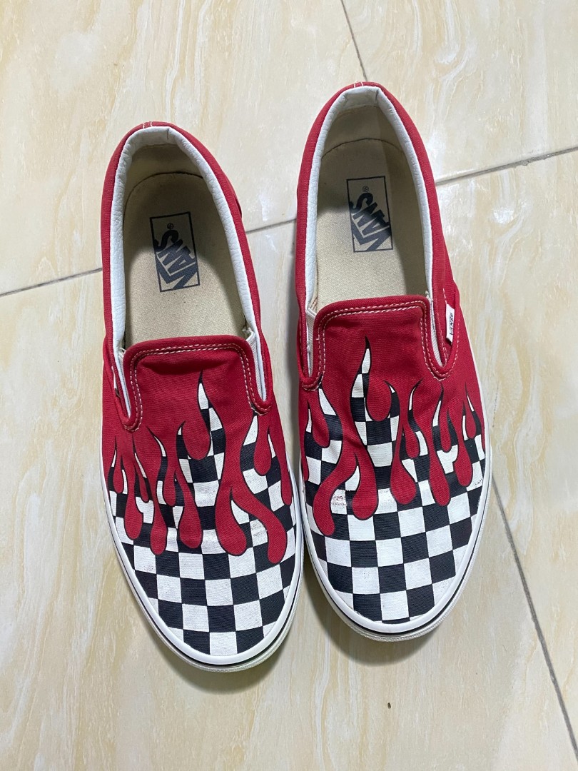 checker flames vans
