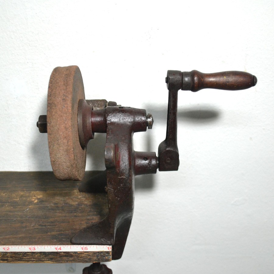 Vintage hand crank bench best sale grinder