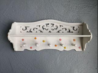 Wooden Shelf W/ Peg Hooks