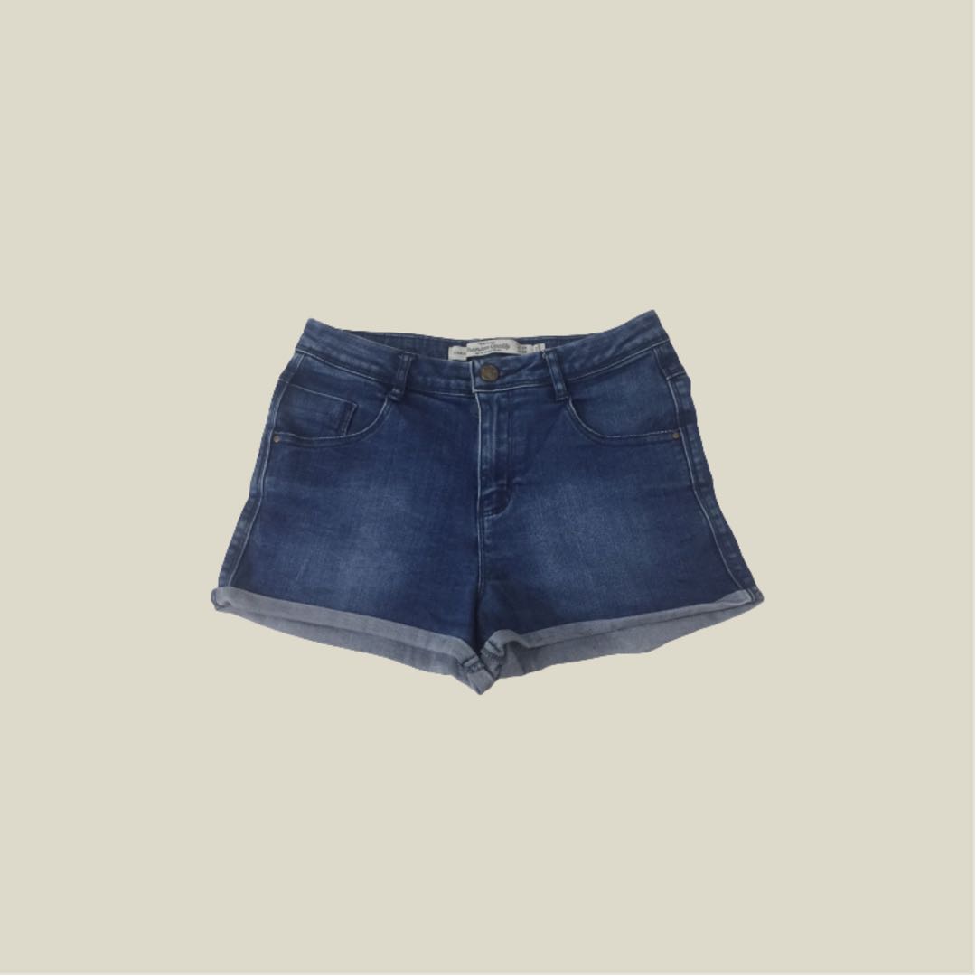 Zara High-Waisted Denim Shorts, Fesyen 