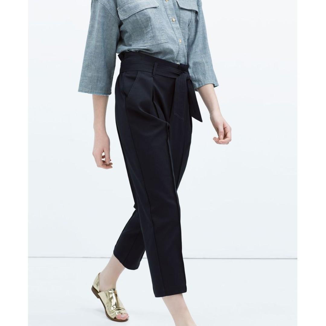 BNWT ZARA HIGH WAIST TROUSERS WITH BELT, Women's Fashion, Bottoms, Other  Bottoms on Carousell