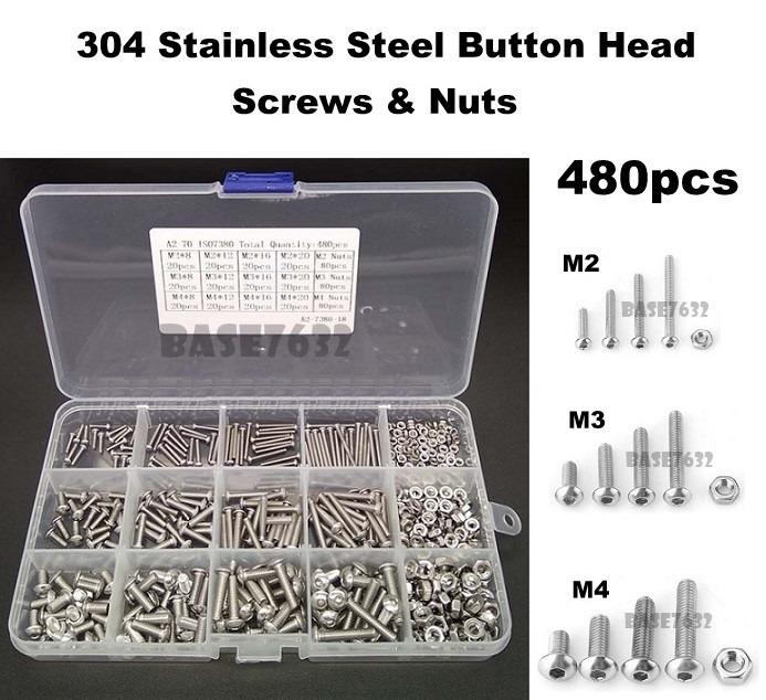 480pcs 304 Stainless Steel M2 M3 M4 Button Head Hex Screw Nut Box Set  2298.1, Mobile Phones & Gadgets, Wearables & Smart Watches on Carousell