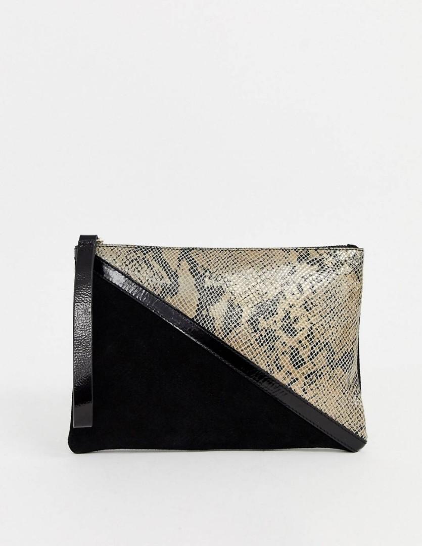 ASOS Suede panelled clutch bag, Women's Fashion, Bags Wallets - Main Image