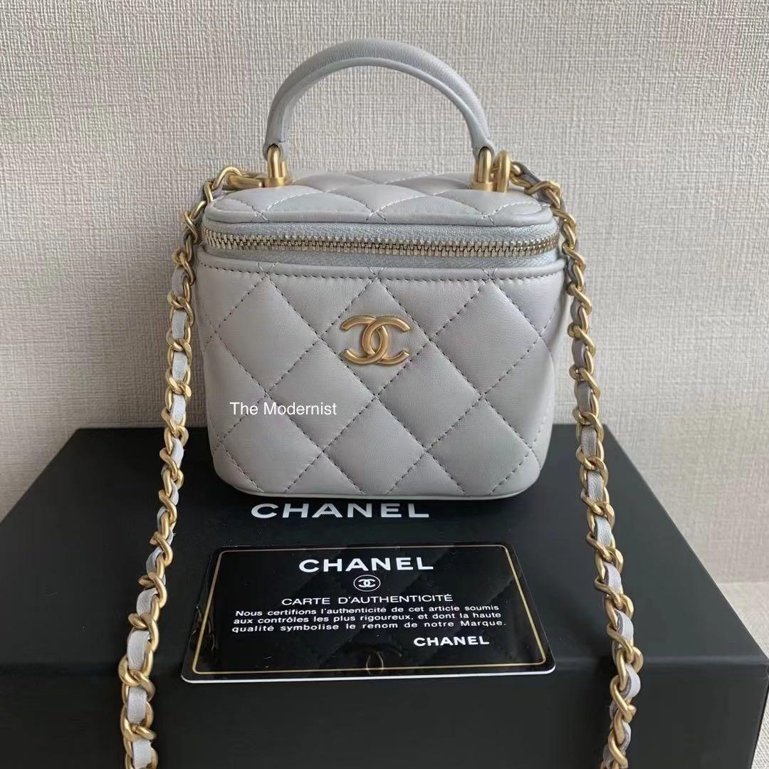 Authentic Chanel Small Vanity With Chain Grey Lambskin AP2198 B05810 NC634,  Luxury, Bags & Wallets on Carousell