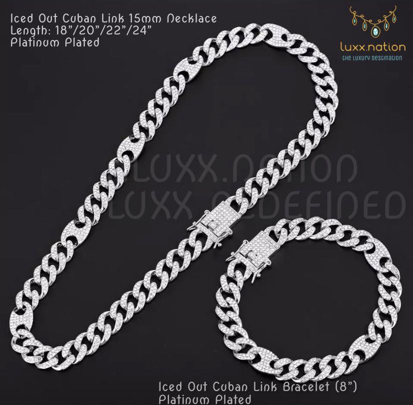 Real cuban link online chain and bracelet set