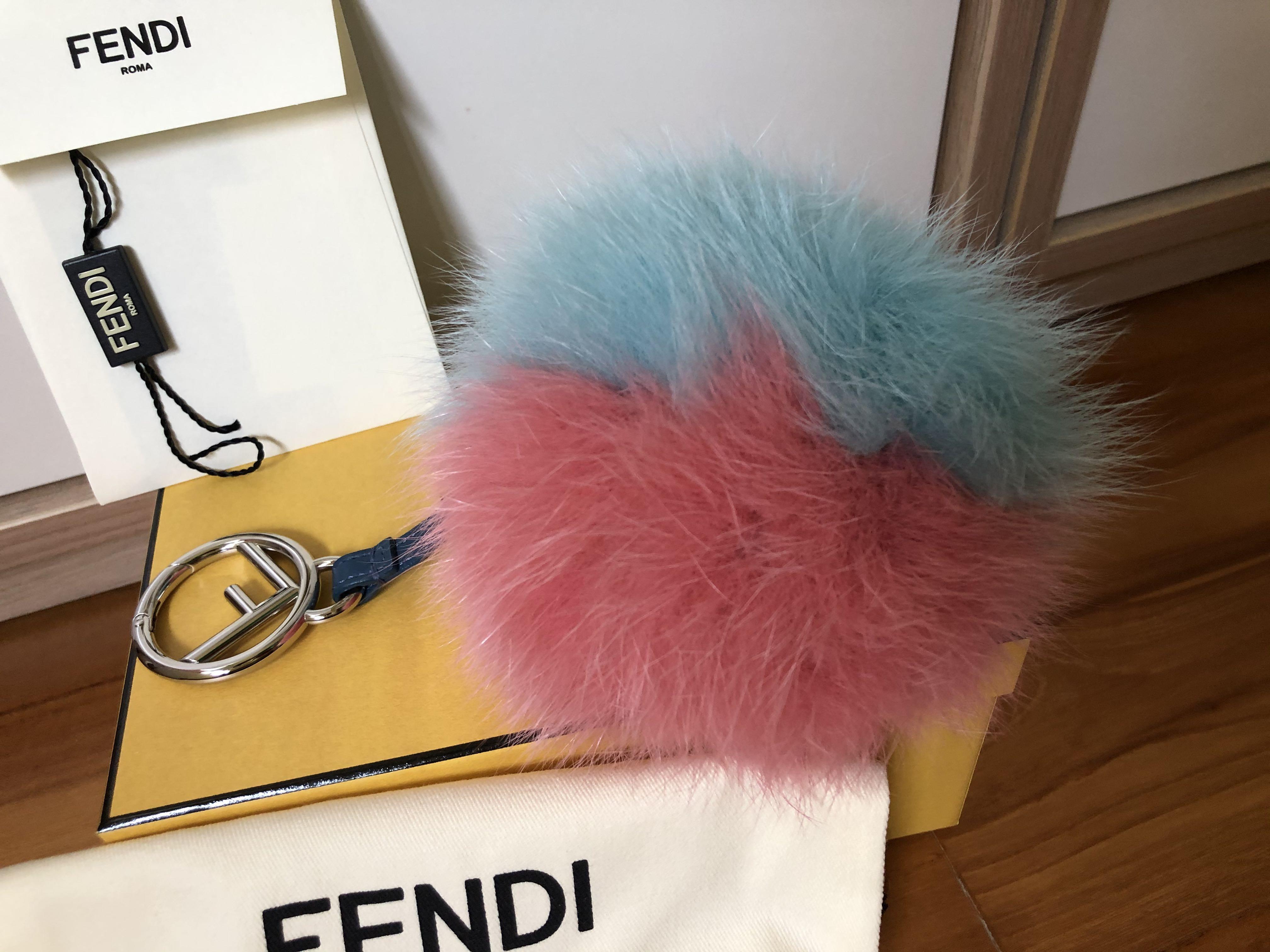 Fur pom pom bag charm sales